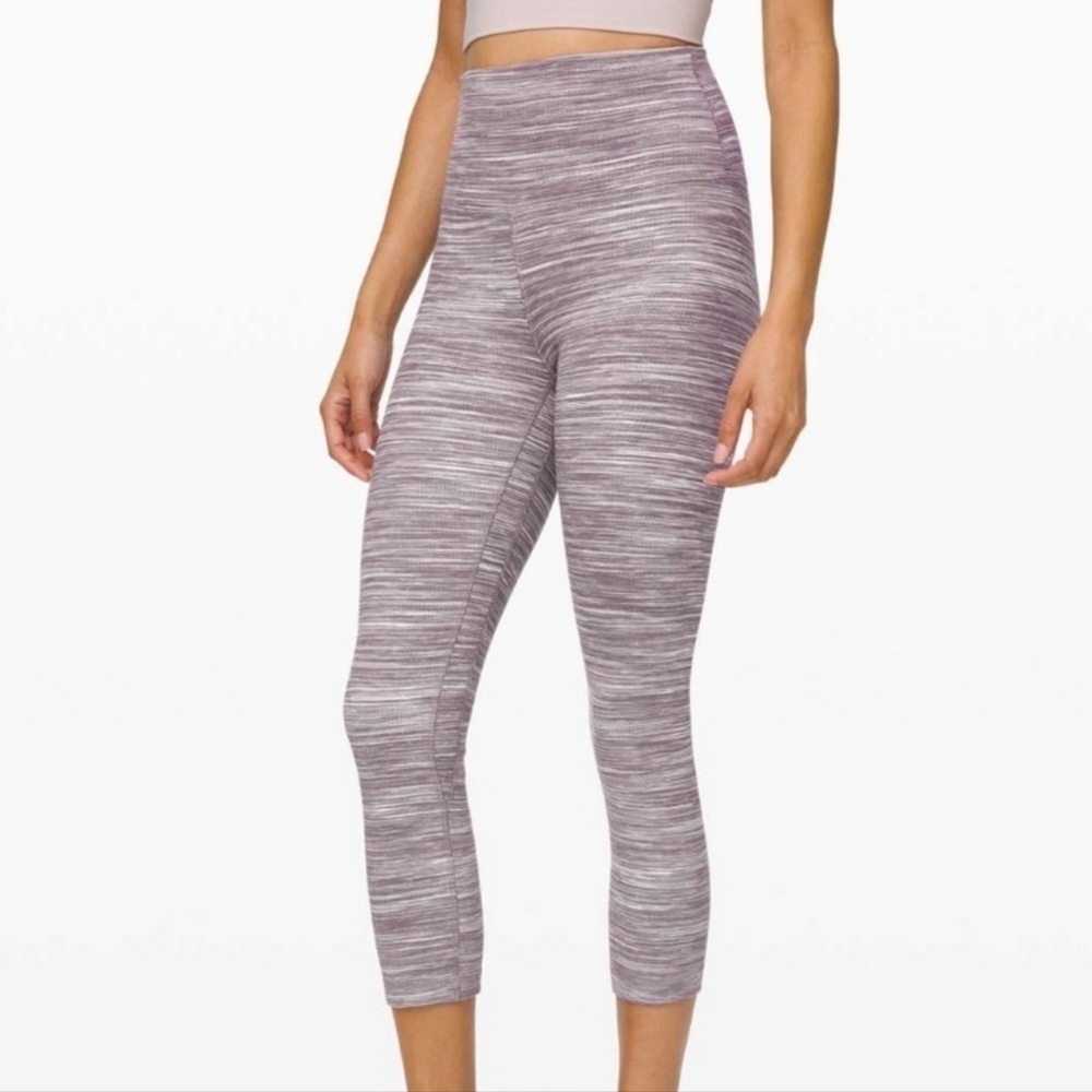 Lululemon Align Crop 21" Mini Space Dye Heathered‎ Black Cherry Size 4